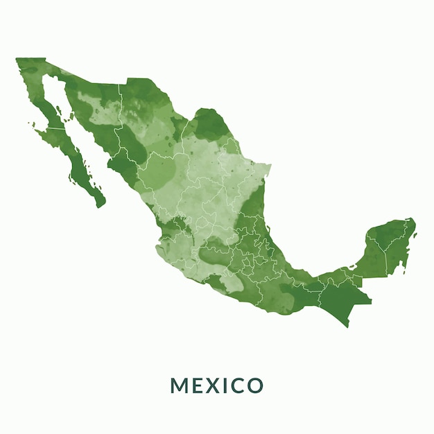 maps of Mexico watercolour style vector Illustration