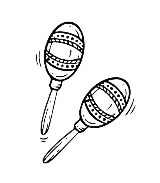 Maracas musical instrument style hand drawn Vector black and white doodle