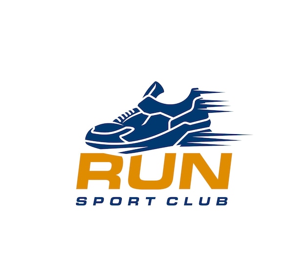 Vector marathon run sport icon with runner athlete shoe