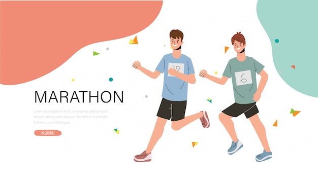 Vector marathon runner race sport banner