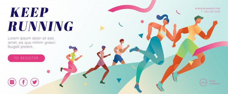 Vector 마라톤 달리기 배너
