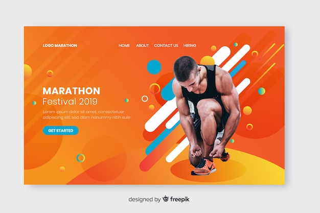 Vector marathon sport landing page