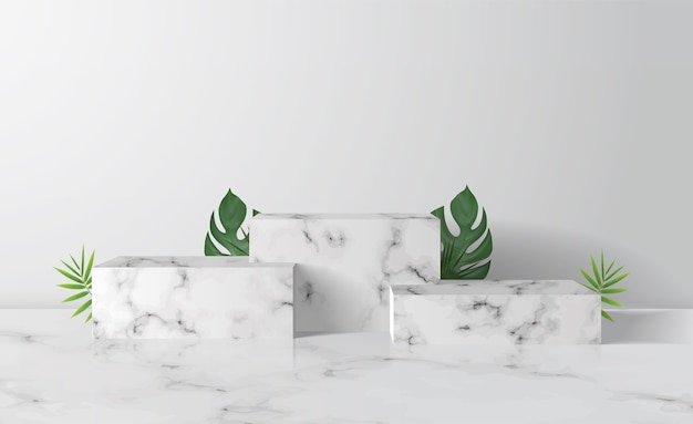 Vector marble box showcase podium