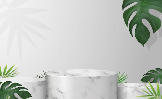 Marble cylinder showcase podium