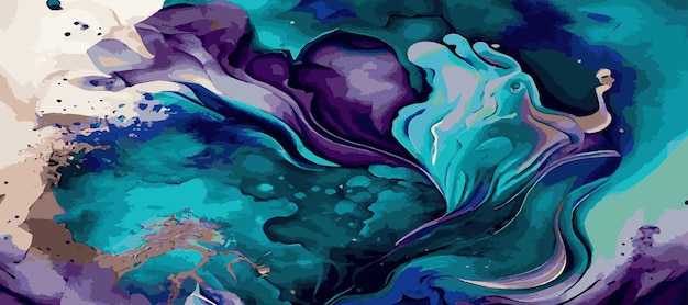 Мраморная панорамная текстура дизайн красочная разноцветная мраморная поверхность изогнутые линии яркий абстрактный фон дизайн вектор