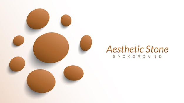 Pietre di marmo illustrazione vettoriale modello di progettazione di sfondo estetico con spazio vuoto forma ovale come un uovo semplice e minimalista elegante marrone chiaro beige scuro terroso