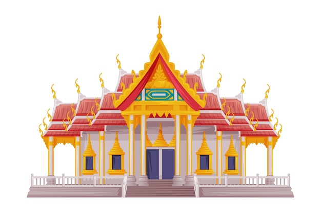 marble temple as thailand symbol and famous landmark vector illustration