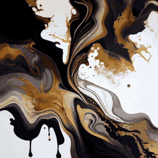 大理石のテクスチャ デザイン カラフルなブラック ゴールドの大理石の表面曲線明るい抽象的な背景デザイン ベクトル