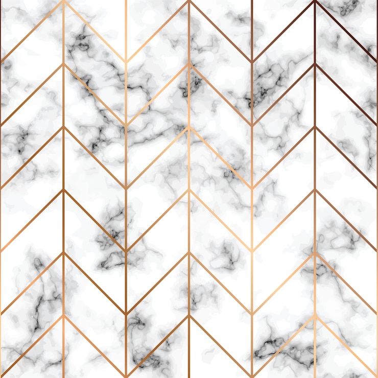 Vector marble texture, seamless pattern design with golden geometric lines
