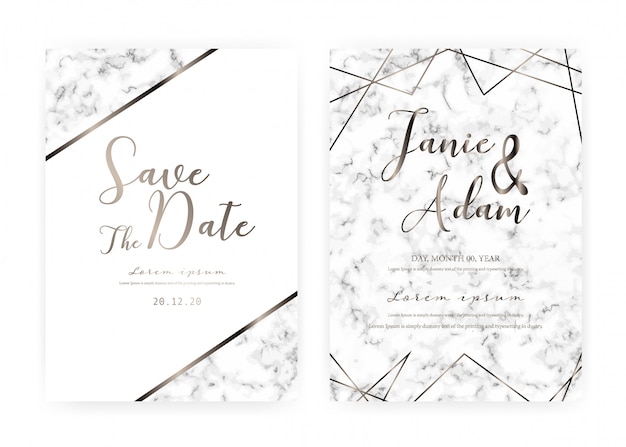 Vector marble wedding invitation card template, save the date wedding card, modern card design with marble texture