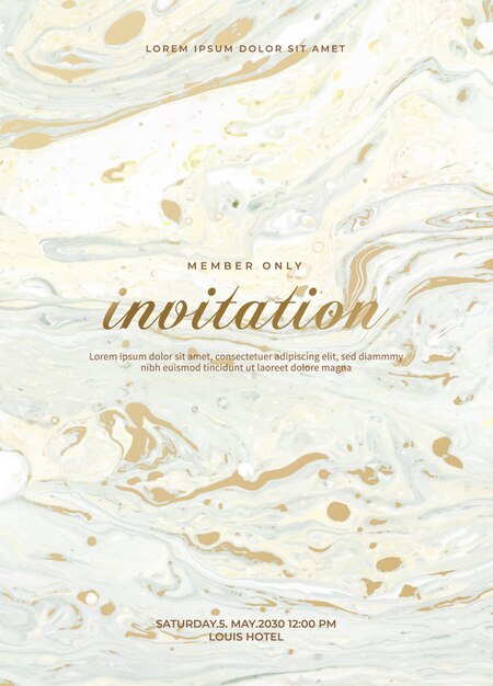 Vector marble wedding invitation cards set.
