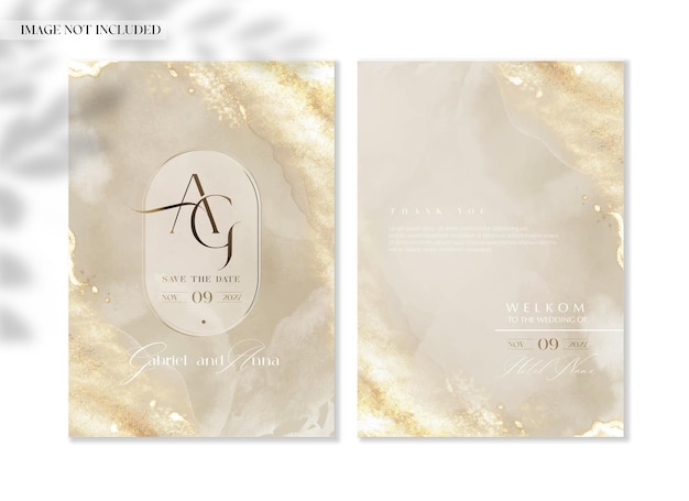 Marble wedding invitation template vector in aesthetic style