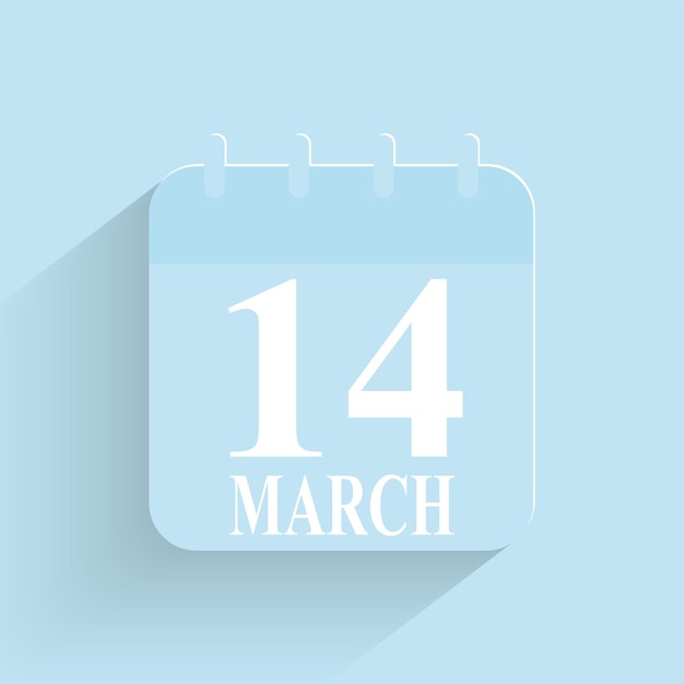 March 14 Daily Calendar Icon Date And Time Day Month Holiday Flat Designed Vector Illustration