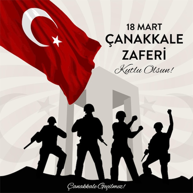 Vector march 18 victory of canakkale in turkey