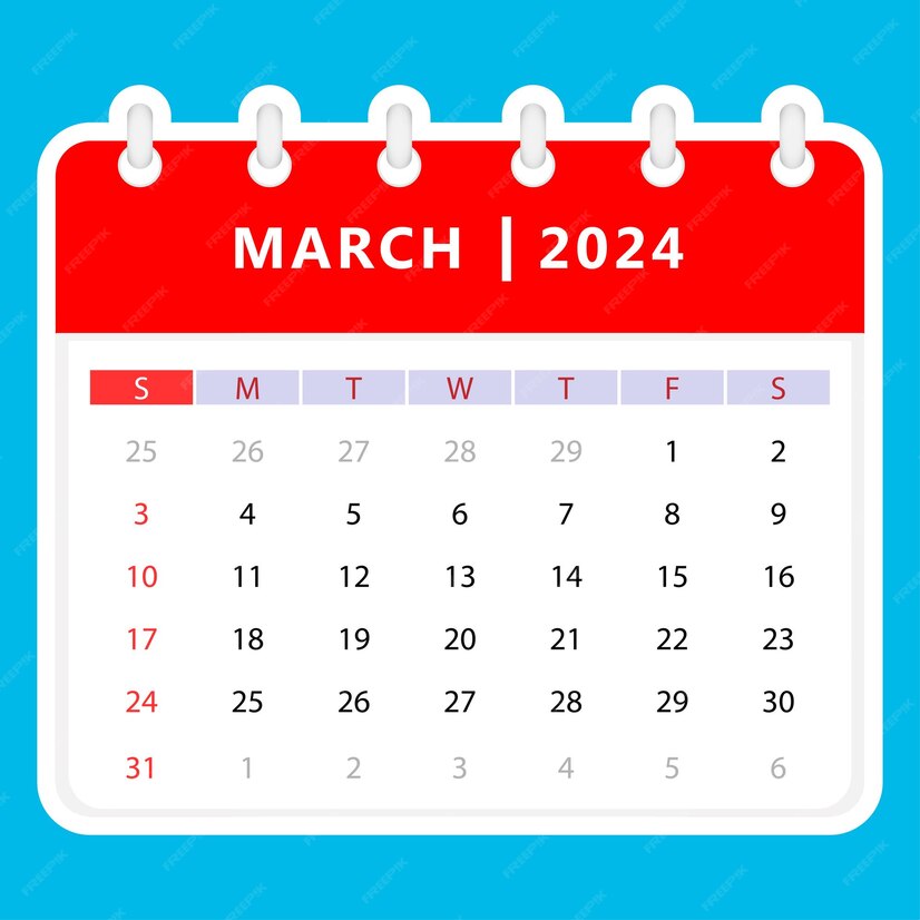 Premium Vector March 2024 calendar sunday start vector design