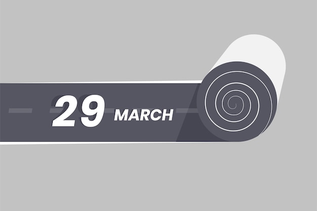 March 29 calendar icon rolling inside the road 29 March Date Month icon vector illustrator