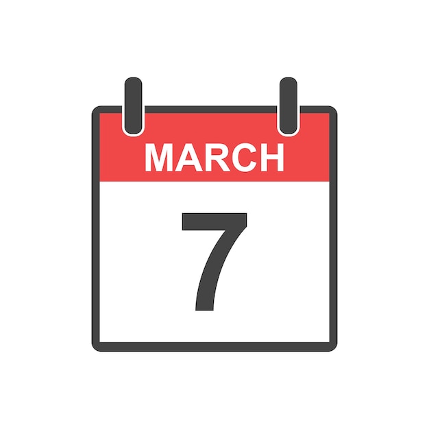 March 7 calendar icon vector illustration in flat style