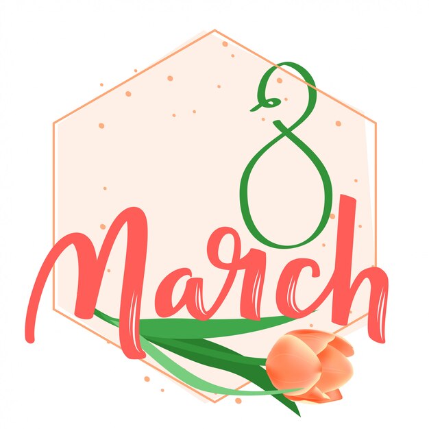 March 8 calligraphic illustration