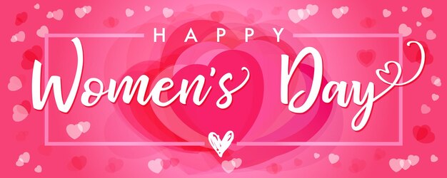 8 marzo happy women's day elegante scritta. sfondo rosa carino, carta orizzontale o concetto di banner