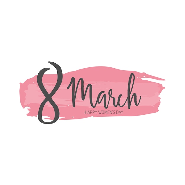 March 8 Happy women's day geometric shapes lettering greeting card.