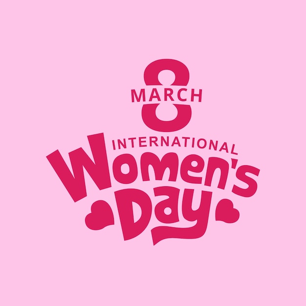 March 8, Happy Women's Day Lettering vector Logo design for greeting card, banner, poster, social