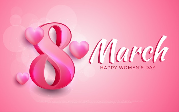 March 8, Happy women's day in realistic style 