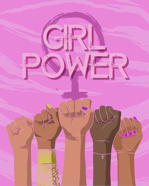 Vettore 8 marzo: giornata internazionale delle donne girl power