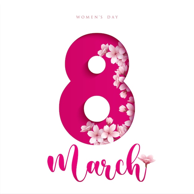 Дизайн женского дня 8 марта. Дизайн векторной концепции женского дня для международного женского праздника.