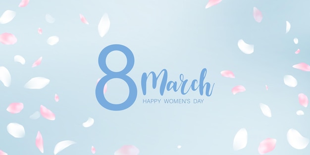8 марта С Днем матери с красивой векторной иллюстрацией лепестков цветов