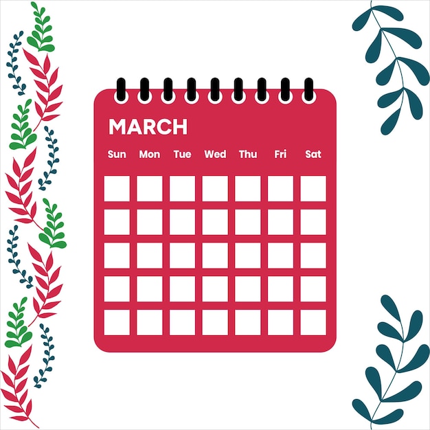 Vettore calendario di marzo