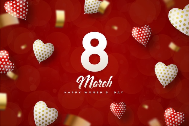 March eight background with various love balloons