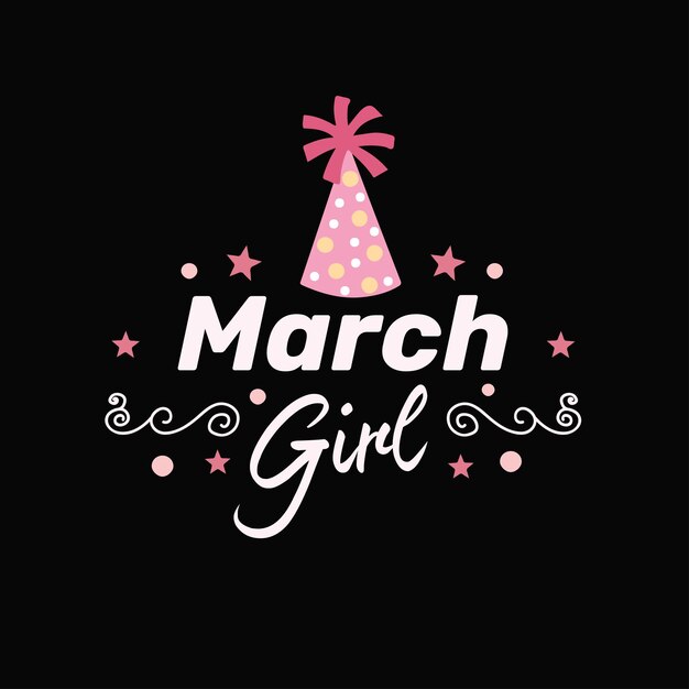 Vector march girl lettering