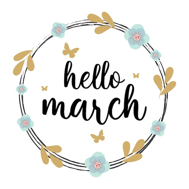 March - Hand drawn lettering month name. Hand written month March for calendar, monthly logo.