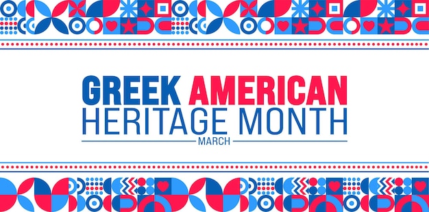 3月はギリシャと米国の国旗のコンセプトを持つギリシャ・アメリカ遺産月背景デザインテンプレートです