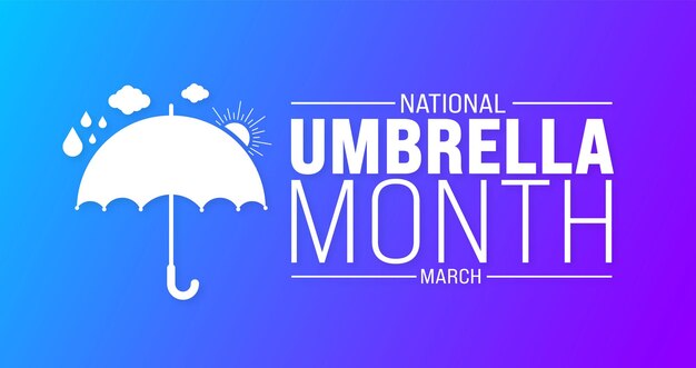 March is National Umbrella Month background template Holiday concept use to background banner