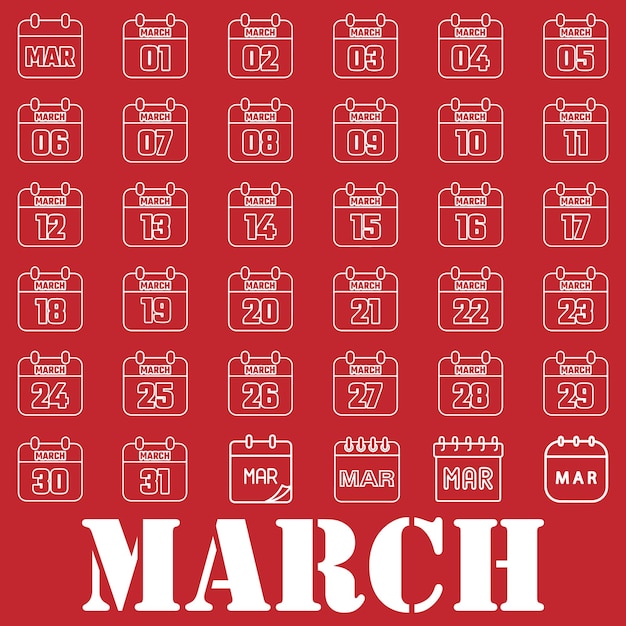 3月 すべての日付要素ベクトル