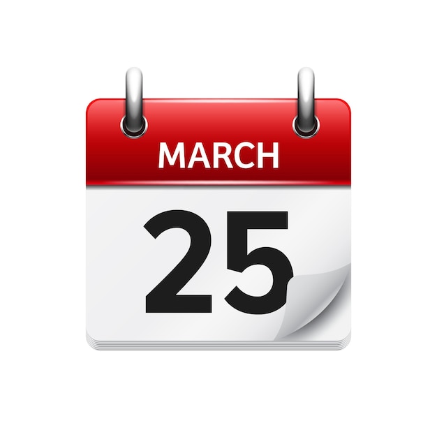 Vector march vector flat daily calendar icon date and time day month holiday