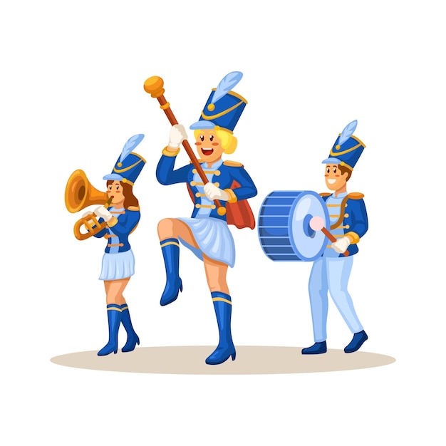 marching band cartoon illustration vector