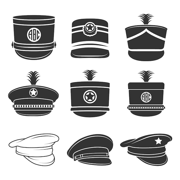 Vector marching band hat vector en clip art collection hoed zwarte kleur met premium vector