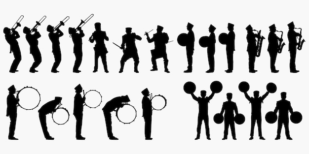 Vector marching band silhouettes