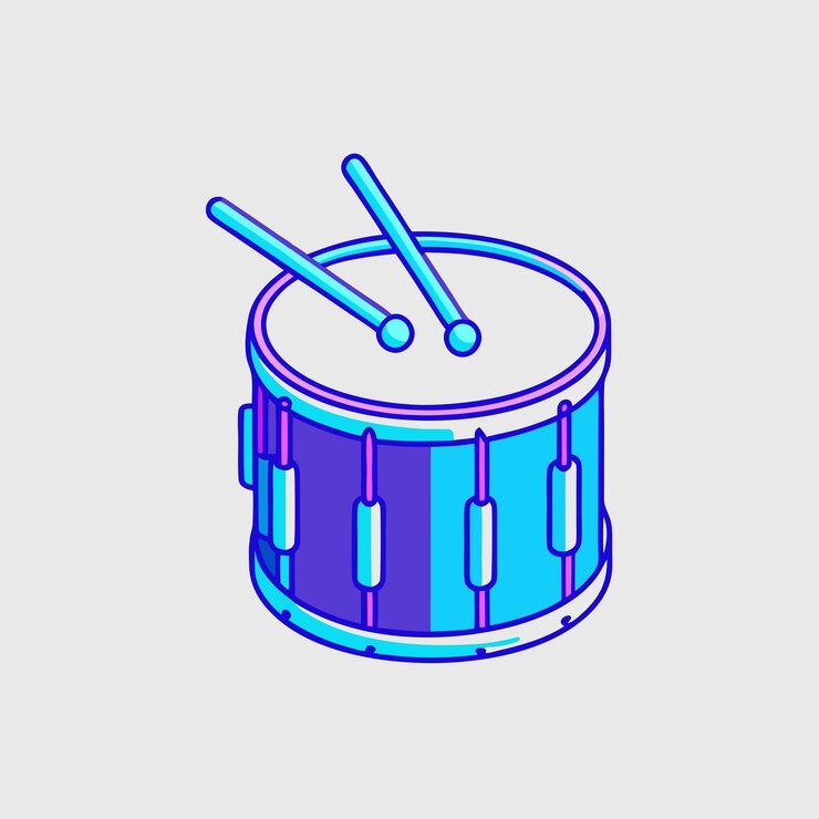 Vector marching band snare drum isometric vector illustration 15