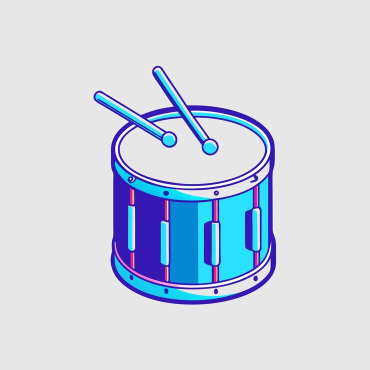 Vector marching band snare drum isometric vector illustration 5