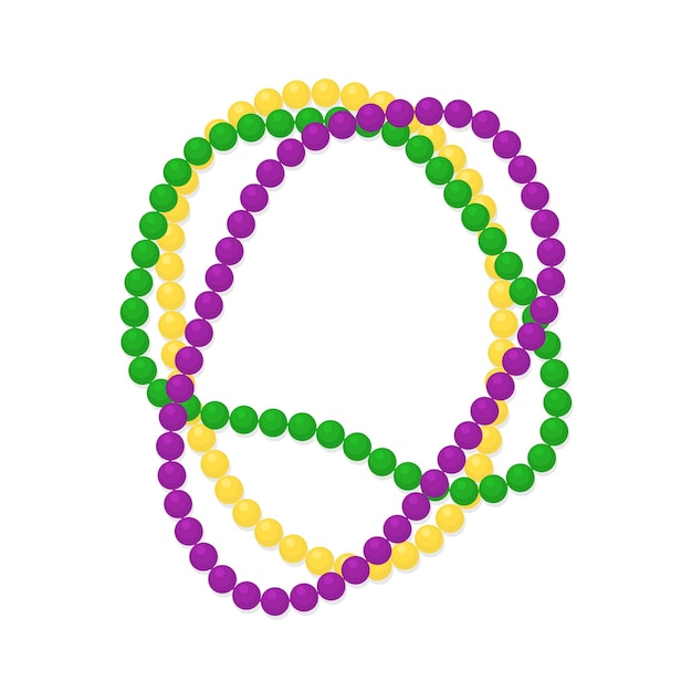 Vector mardi gras beads traditional colors vector illustration on a white background