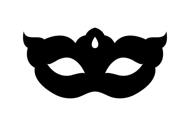マルディ・グラの黒いロゴ ジョスター・ハットとカーニバル・マスクのシルエット ベクトル・アイコン
