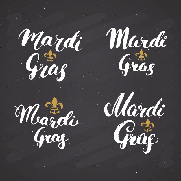 Set di scritte calligrafiche per il mardi gras