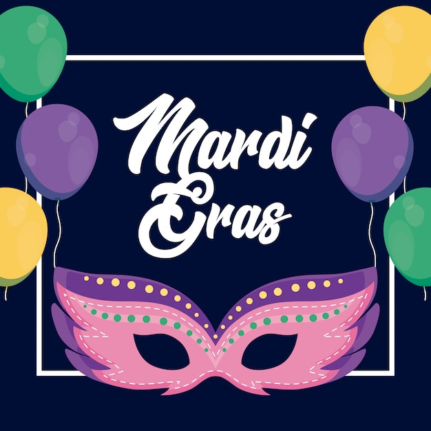 Vettore mardi gras card con maschera