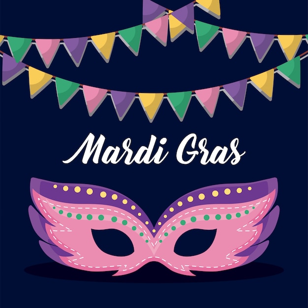 Vector mardi gras card with mask