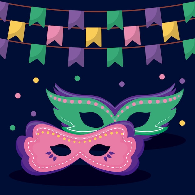 Mardi gras card with masks