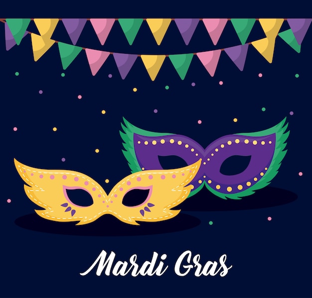 Mardi gras card con maschere