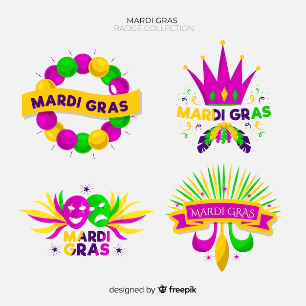 Collezione di distintivi del carnevale di mardi gras